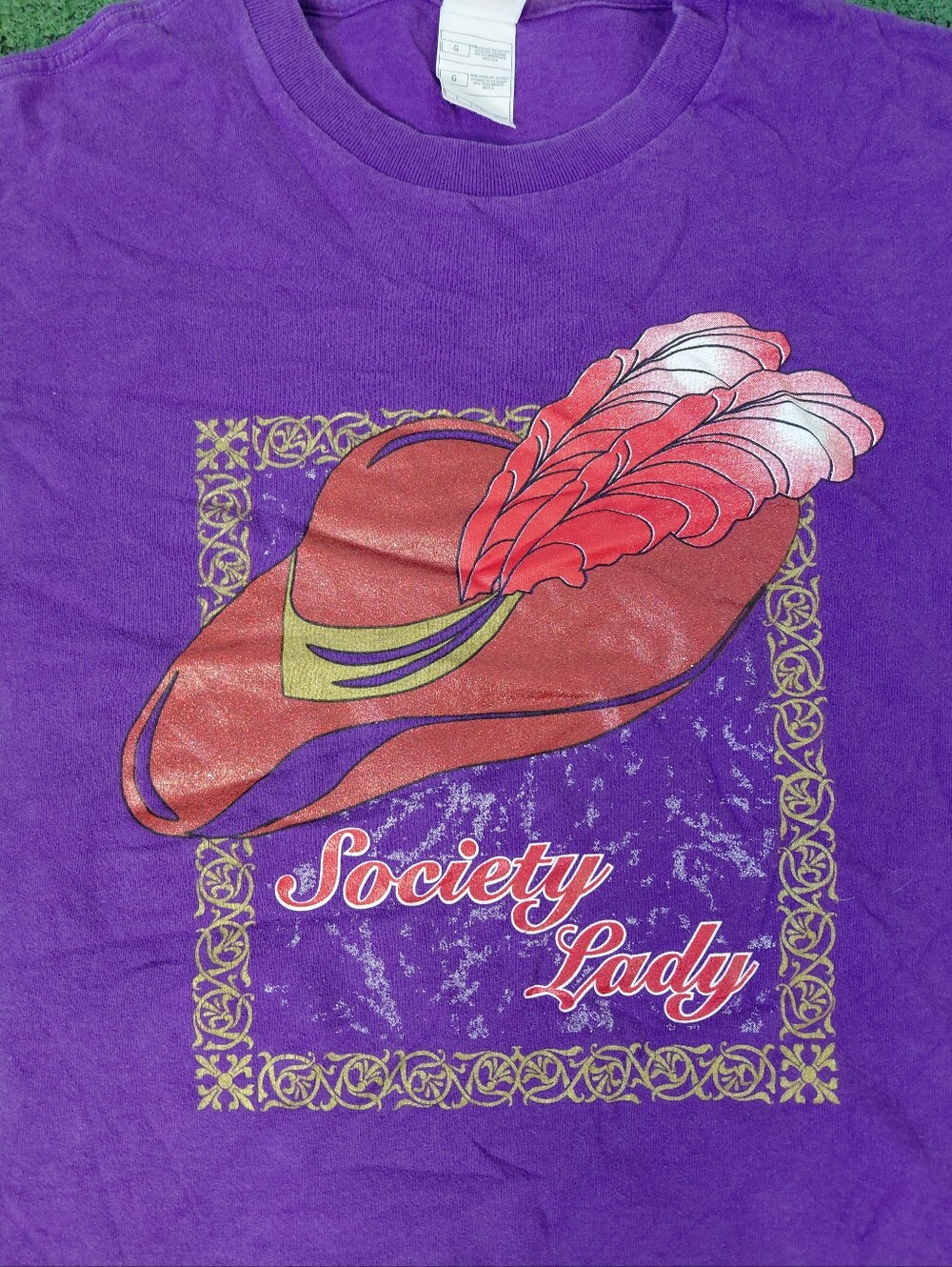 VINTAGE 2004 Womens Red Hat Society "Society Lady" Purple T Shirt Sz Large - Picture 2 of 6